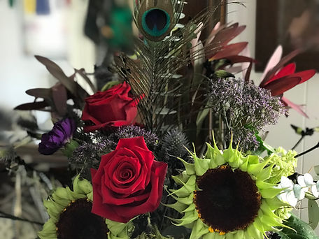 the Morticia Addams arrangement by Flora Savage